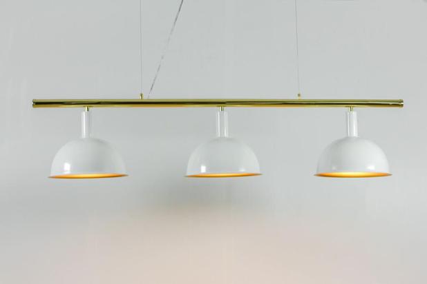 Lustre pendente Bilhar Tubular para 3 Meia Bola Golden Art Menor preço em Lustre pendente Bilhar Tubular para 3 Meia Bola Golden Art