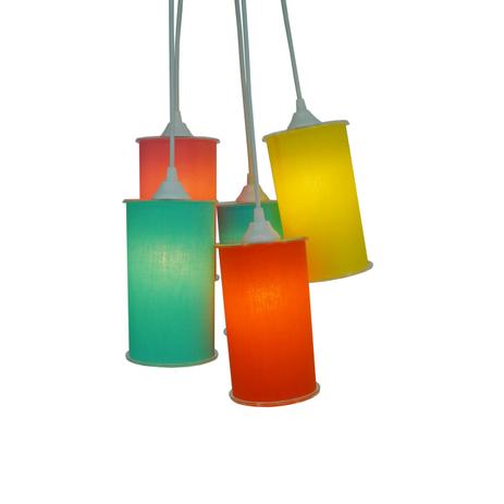 Lustre Pendente Cacho 5 cúpulas Cilíndricas Crie Casa Coloridas Menor preço em Lustre Pendente Cacho 5 cúpulas Cilíndricas Crie Casa Coloridas