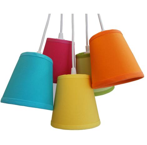 Lustre Pendente Cacho 5 Cúpulas Crie Casa Colorido Menor preço em Lustre Pendente Cacho 5 Cúpulas Crie Casa Colorido