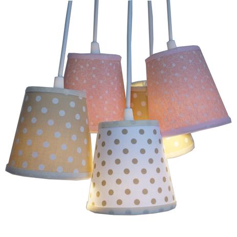 Lustre Pendente Cacho Poá Crie Casa Rosa e Bege Menor preço em Lustre Pendente Cacho Poá Crie Casa Rosa e Bege