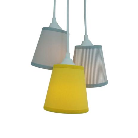 Lustre Pendente Cacho Triplo Crie Casa Amarelo e Cinza Menor preço em Lustre Pendente Cacho Triplo Crie Casa Amarelo e Cinza