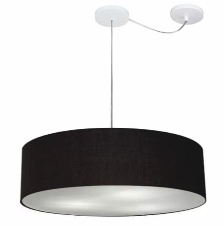 Lustre Pendente Cilindrico Com Desvio Md-4265 Cupula Tecido 60x15cm Preto - Vivare iluminação é boa?
