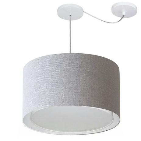 Lustre Pendente Cilindrico Com Desvio Md-4313 Cupula Tecido 45x30cm Cinza - Vivare iluminação é boa?