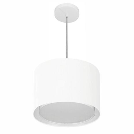 Lustre Pendente Cilindrico Duplo Md-4285 Cupula Tecido 35x30cm Branco - Vivare iluminação é boa?