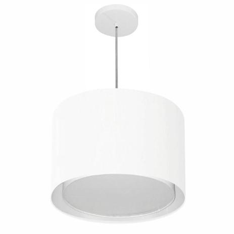 Lustre Pendente Cilindrico Duplo Md-4286 Cupula Tecido 40x30cm Branco - Vivare Iluminação Menor preço em Lustre Pendente Cilindrico Duplo Md-4286 Cupula Tecido 40x30cm Branco - Vivare Iluminação