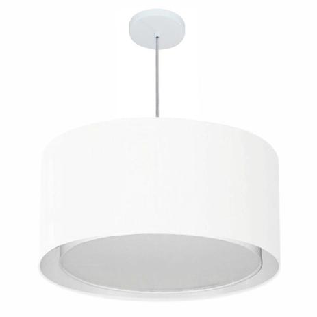 Lustre Pendente Cilindrico Duplo Md-4289 Cupula Tecido 55x30cm Branco - Vivare iluminação é ruim? Lustre Pendente Cilindrico Duplo Md-4289 Cupula Tecido 55x30cm Branco - Vivare iluminação é boa?