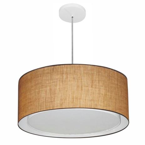 Lustre Pendente Cilindrico Duplo Md-4294 Cupula Tecido 50x25cm Palha - Vivare iluminação é boa?
