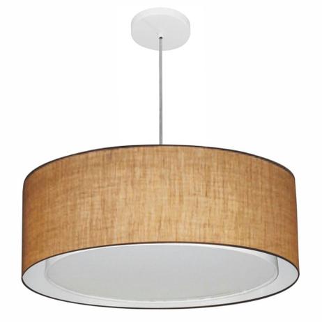 Lustre Pendente Cilindrico Duplo Md-4297 Cupula Tecido 60x25cm Palha - Vivare iluminação Menor preço em Lustre Pendente Cilindrico Duplo Md-4297 Cupula Tecido 60x25cm Palha - Vivare iluminação