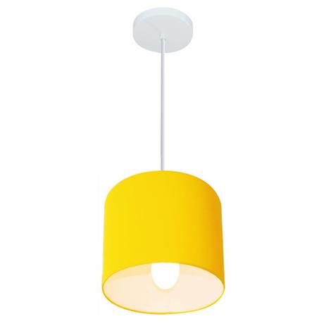 Lustre Pendente Cilindrico MD-4046 Cupula Tecido 18x18cm Amarelo - Vivare iluminação é boa?