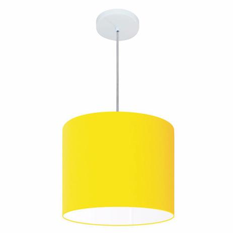 Lustre Pendente Cilindrico MD-4054 Cupula Tecido 30x21cm Amarelo - Vivare iluminação é boa?