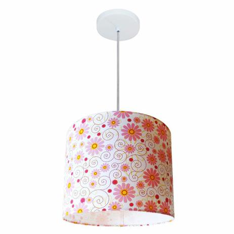 Lustre Pendente Cilindrico MD-4054 Cupula Tecido 30x21cm Flor Rosas - Vivare iluminação é ruim? Lustre Pendente Cilindrico MD-4054 Cupula Tecido 30x21cm Flor Rosas - Vivare iluminação é boa?