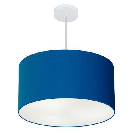 Lustre Pendente Cilindrico Md-4101 Cupula Tecido 60x30cm Azul Marinho - Vivare iluminação Menor preço em Lustre Pendente Cilindrico Md-4101 Cupula Tecido 60x30cm Azul Marinho - Vivare iluminação
