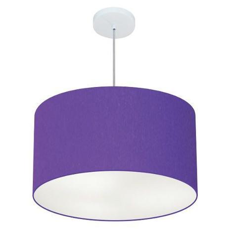 Lustre Pendente Cilindrico Md-4101 Cupula Tecido 60x30cm Roxo - Vivare iluminação Menor preço em Lustre Pendente Cilindrico Md-4101 Cupula Tecido 60x30cm Roxo - Vivare iluminação