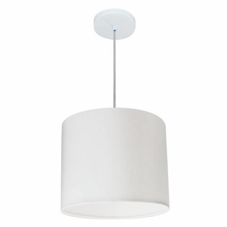 Lustre Pendente Cilindrico MD-4113 Cupula Tecido 30x25cm Branco - Vivare iluminação é boa?