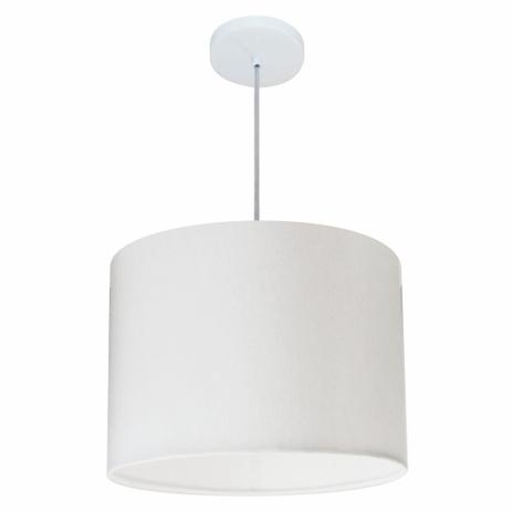 Lustre Pendente Cilindrico MD-4146 Cupula Tecido 40x30cm Branco - Vivare Iluminação Menor preço em Lustre Pendente Cilindrico MD-4146 Cupula Tecido 40x30cm Branco - Vivare Iluminação