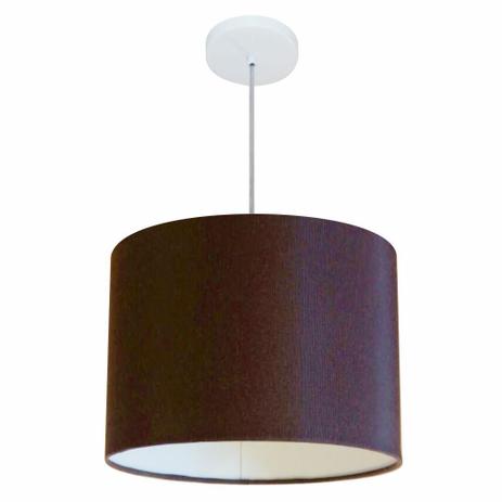 Lustre Pendente Cilindrico MD-4146 Cupula Tecido 40x30cm Cafe - Vivare iluminação Menor preço em Lustre Pendente Cilindrico MD-4146 Cupula Tecido 40x30cm Cafe - Vivare iluminação