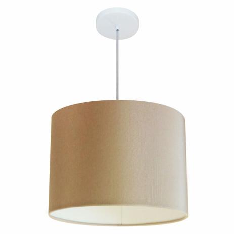 Lustre Pendente Cilindrico MD-4146 Cupula Tecido 40x30cm Palha - Vivare iluminação Menor preço em Lustre Pendente Cilindrico MD-4146 Cupula Tecido 40x30cm Palha - Vivare iluminação