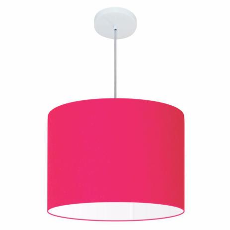 Lustre Pendente Cilindrico MD-4146 Cupula Tecido 40x30cm Rosa Pink - Vivare iluminação Menor preço em Lustre Pendente Cilindrico MD-4146 Cupula Tecido 40x30cm Rosa Pink - Vivare iluminação