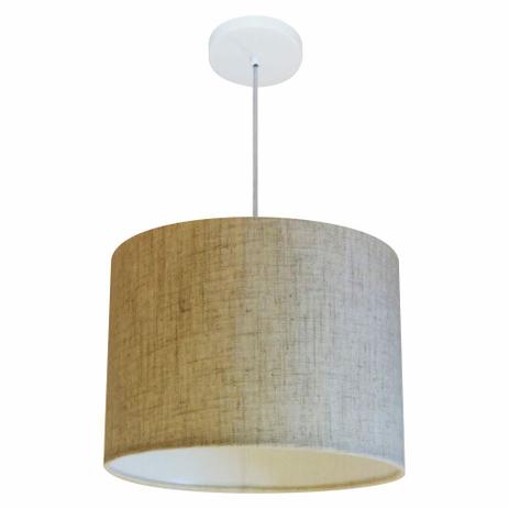 Lustre Pendente Cilindrico MD-4146 Cupula Tecido 40x30cm Rustico Bege - Vivare iluminação Menor preço em Lustre Pendente Cilindrico MD-4146 Cupula Tecido 40x30cm Rustico Bege - Vivare iluminação