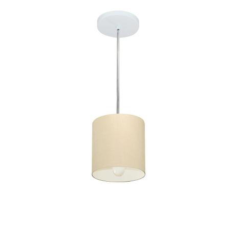 Lustre Pendente Cilindrico MD-4200 Cupula Tecido 14x15cm Algodao Cru - Vivare iluminação Menor preço em Lustre Pendente Cilindrico MD-4200 Cupula Tecido 14x15cm Algodao Cru - Vivare iluminação