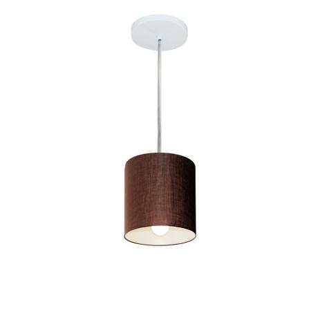 Lustre Pendente Cilindrico MD-4200 Cupula Tecido 14x15cm Cafe - Vivare iluminação Menor preço em Lustre Pendente Cilindrico MD-4200 Cupula Tecido 14x15cm Cafe - Vivare iluminação