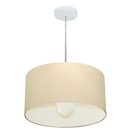 Lustre Pendente Cilindrico MD-4202 Cupula Tecido 40x25cm Algodao Cru - Vivare iluminação Menor preço em Lustre Pendente Cilindrico MD-4202 Cupula Tecido 40x25cm Algodao Cru - Vivare iluminação