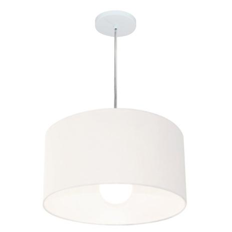 Lustre Pendente Cilindrico MD-4202 Cupula Tecido 40x25cm Branco - Vivare iluminação Menor preço em Lustre Pendente Cilindrico MD-4202 Cupula Tecido 40x25cm Branco - Vivare iluminação