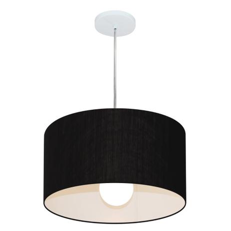 Lustre Pendente Cilindrico MD-4202 Cupula Tecido 40x25cm Preto - Vivare iluminação Menor preço em Lustre Pendente Cilindrico MD-4202 Cupula Tecido 40x25cm Preto - Vivare iluminação