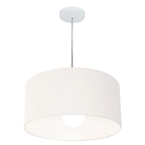 Lustre Pendente Cilindrico MD-4203 Cupula Tecido 45x21cm Branco - Vivare iluminação Menor preço em Lustre Pendente Cilindrico MD-4203 Cupula Tecido 45x21cm Branco - Vivare iluminação