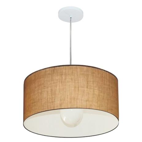 Lustre Pendente Cilindrico MD-4203 Cupula Tecido 45x21cm Palha - Vivare iluminação Menor preço em Lustre Pendente Cilindrico MD-4203 Cupula Tecido 45x21cm Palha - Vivare iluminação