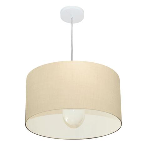 Lustre Pendente Cilindrico MD-4205 Cupula Tecido 45x30cm Algodao Cru - Vivare iluminação Menor preço em Lustre Pendente Cilindrico MD-4205 Cupula Tecido 45x30cm Algodao Cru - Vivare iluminação