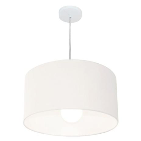Lustre Pendente Cilindrico MD-4205 Cupula Tecido 45x30cm Branco - Vivare iluminação Menor preço em Lustre Pendente Cilindrico MD-4205 Cupula Tecido 45x30cm Branco - Vivare iluminação