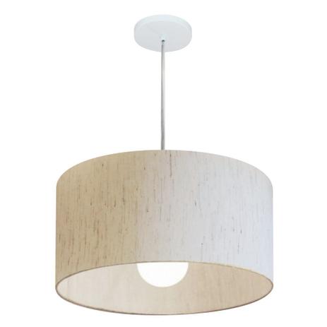 Lustre Pendente Cilindrico MD-4205 Cupula Tecido 45x30cm Linho Bege - Vivare iluminação Menor preço em Lustre Pendente Cilindrico MD-4205 Cupula Tecido 45x30cm Linho Bege - Vivare iluminação