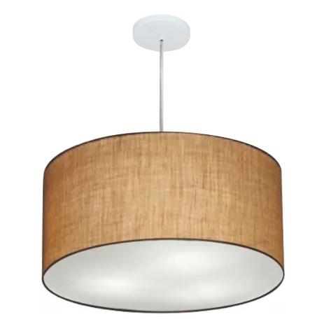 Lustre Pendente Cilindrico Md-4220 Cupula Tecido 55x30cm Palha - Vivare iluminação é boa?