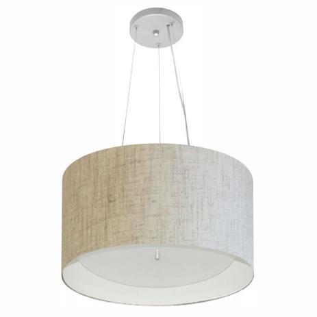 Lustre Pendente Cilindrico Md-4319 Cupula Duplo Tecido 40x25cm Rustico / Branco - Vivare iluminação é boa?