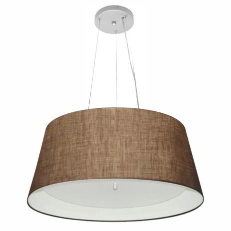 Lustre Pendente Cone Md-4015 Cupula Duplo Tecido 25/60x50cm Cafe / Branco - Vivare iluminação Menor preço em Lustre Pendente Cone Md-4015 Cupula Duplo Tecido 25/60x50cm Cafe / Branco - Vivare iluminação