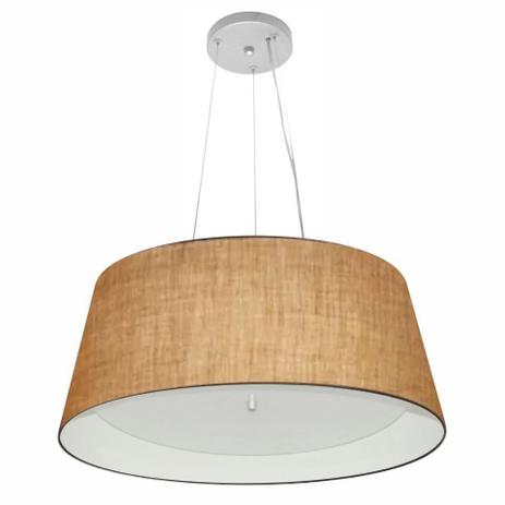 Lustre Pendente Cone Md-4015 Cupula Duplo Tecido 25/60x50cm Palha / Branco - Vivare iluminação Menor preço em Lustre Pendente Cone Md-4015 Cupula Duplo Tecido 25/60x50cm Palha / Branco - Vivare iluminação
