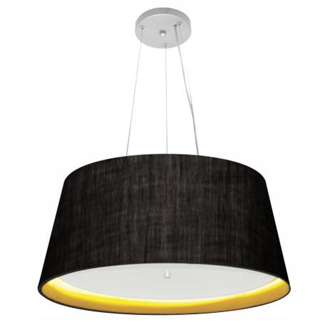 Lustre Pendente Cone Md-4015 Cupula Duplo Tecido 25/60x50cm Preto / Amarelo - Vivare iluminação Menor preço em Lustre Pendente Cone Md-4015 Cupula Duplo Tecido 25/60x50cm Preto / Amarelo - Vivare iluminação