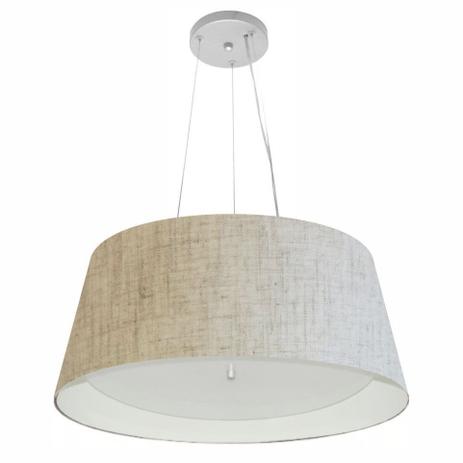 Lustre Pendente Cone Md-4015 Cupula Duplo Tecido 25/60x50cm Rustico / Branco - Vivare iluminação Menor preço em Lustre Pendente Cone Md-4015 Cupula Duplo Tecido 25/60x50cm Rustico / Branco - Vivare iluminação