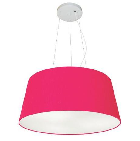 Lustre Pendente Cone Md-4048 Cupula Tecido 21/50x40cm Rosa Pink - Vivare iluminação é boa?