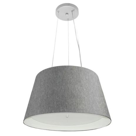 Lustre Pendente Cone Md-4119 Cupula Duplo Tecido 21/40x30cm Cinza / Branco - Vivare iluminação é boa?