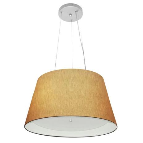 Lustre Pendente Cone Md-4119 Cupula Duplo Tecido 21/40x30cm Palha / Branco - Vivare iluminação é ruim? Lustre Pendente Cone Md-4119 Cupula Duplo Tecido 21/40x30cm Palha / Branco - Vivare iluminação é boa?