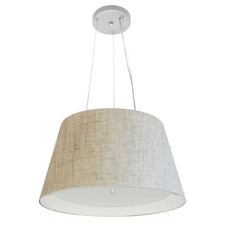 Lustre Pendente Cone Md-4119 Cupula Duplo Tecido 21/40x30cm Rustico / Branco - Vivare iluminação Menor preço em Lustre Pendente Cone Md-4119 Cupula Duplo Tecido 21/40x30cm Rustico / Branco - Vivare iluminação