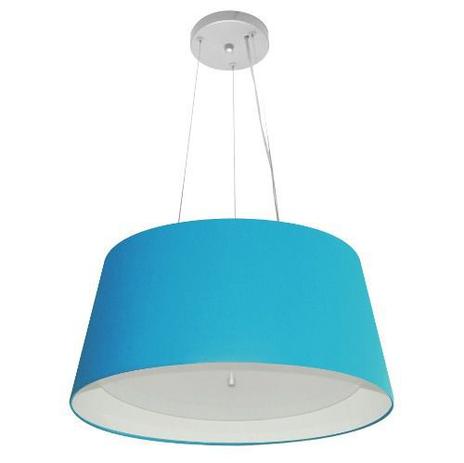 Lustre Pendente Cone Md-4144 Cupula Duplo Tecido 25/50x40cm Azul Turquesa - Vivare iluminação Menor preço em Lustre Pendente Cone Md-4144 Cupula Duplo Tecido 25/50x40cm Azul Turquesa - Vivare iluminação
