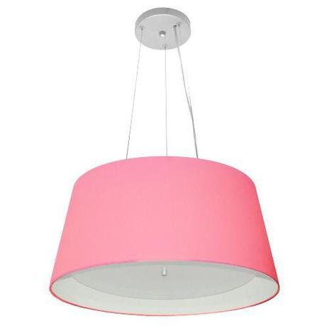 Lustre Pendente Cone Md-4144 Cupula Duplo Tecido 25/50x40cm Rosa Bebe - Vivare iluminação Menor preço em Lustre Pendente Cone Md-4144 Cupula Duplo Tecido 25/50x40cm Rosa Bebe - Vivare iluminação