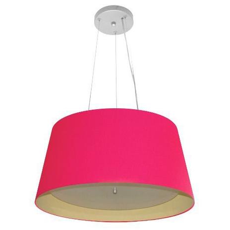 Lustre Pendente Cone Md-4144 Cupula Duplo Tecido 25/50x40cm Rosa Pink / Bege - Vivare iluminação Menor preço em Lustre Pendente Cone Md-4144 Cupula Duplo Tecido 25/50x40cm Rosa Pink / Bege - Vivare iluminação