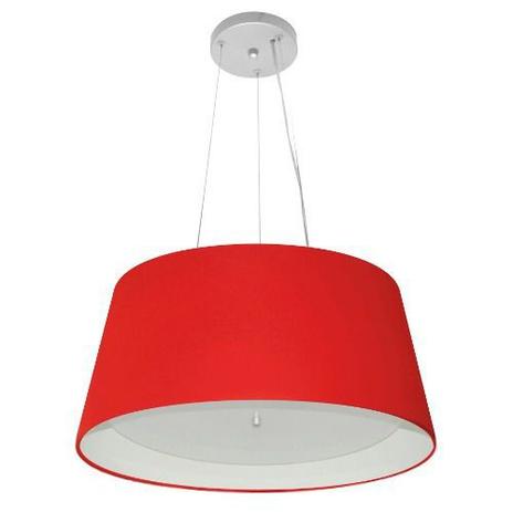 Lustre Pendente Cone Md-4144 Cupula Duplo Tecido 25/50x40cm Vermelho - Vivare iluminação Menor preço em Lustre Pendente Cone Md-4144 Cupula Duplo Tecido 25/50x40cm Vermelho - Vivare iluminação