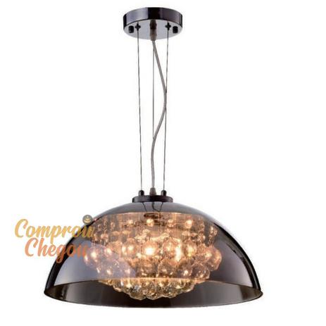 Lustre Pendente Cristal E Vidro Cromado 40cm Cristal Legit - Lustres Online Menor preço em Lustre Pendente Cristal E Vidro Cromado 40cm Cristal Legit - Lustres Online