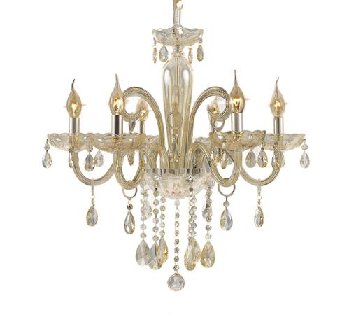 Menor preço em Lustre Pendente Cristal Legitimo K9 Champagne Cognac 06 Braços - Bivolt - Ourolustre