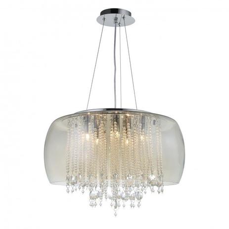 Lustre Pendente Cúpula Champagne e Cristal 6 Lâmpadas Berlim III - Bella light Menor preço em Lustre Pendente Cúpula Champagne e Cristal 6 Lâmpadas Berlim III - Bella light